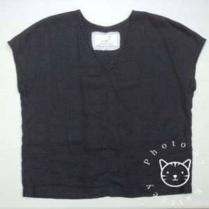 Not Perfect Linen Black Lined Malta Top Large